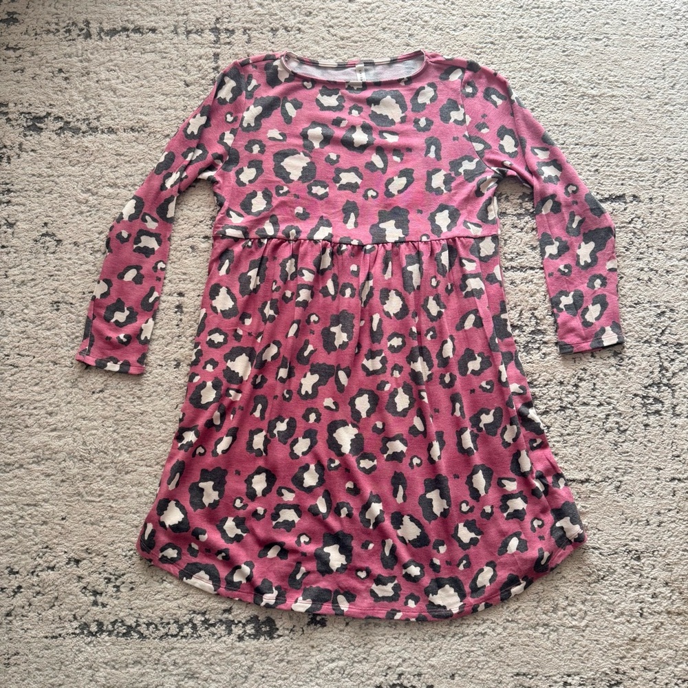 NWOT-Emerald Brand Pink/Merlot/Gray Leopard Long Sleeve Tunic Dress SZ M - Picture 4 of 9